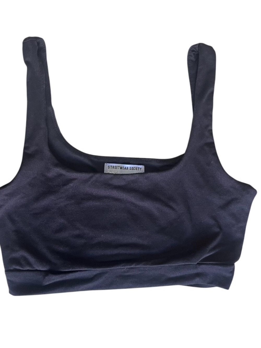 3/$20 Streetwear Society Black Scoop Bralette with Wide Straps and cut-out